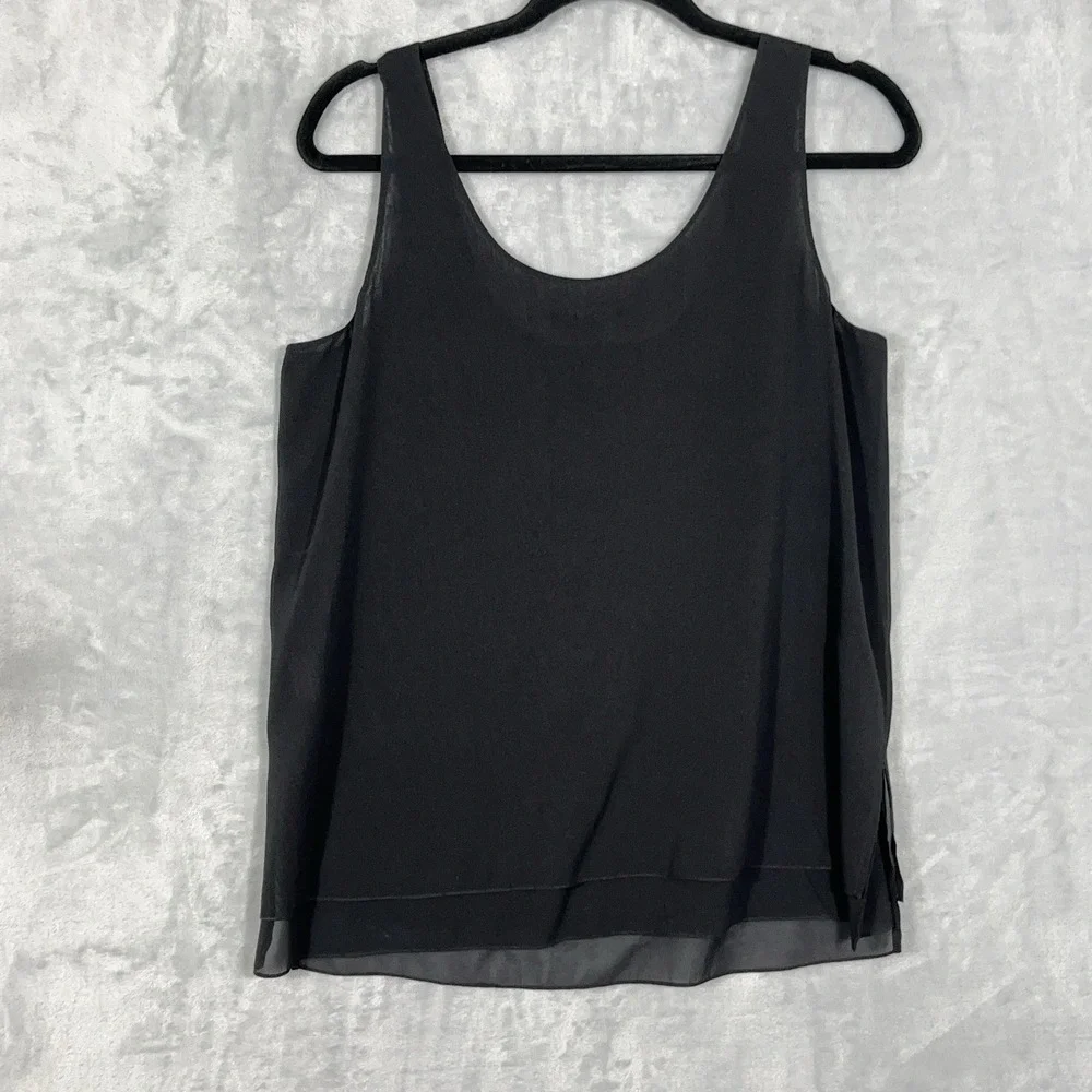 Vince Silk Blend Black Tank Top Minimalist Luxury Womens S Basic Layer Stretch - Picture 6 of 9